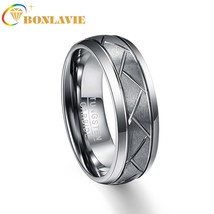 8mm Men&#39;s Domed Diagonal Grooves Tungsten Carbide Rings Brushed Wedding Band Com - £18.85 GBP