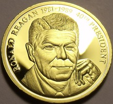 Gemstone Gemme Proof 24k Gold Plated Ronald Reagan 40th President Locket ~ Fr... - £10.75 GBP