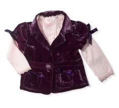VTG Guess Baby Jacket Shirt Girls 18 Purple Pink Set Short Sleeve Velour... - $42.64