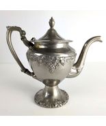 Vtg 1930s Continental Silver Co Grape Pattern Silverplate Tea Coffee Pot... - $67.27 CAD