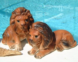 Vintage Lefton Lion Jungle Cat Figurines Pair Porcelain H7063 Signed - £19.87 GBP