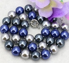 WUBIANLU Multicolor Glass Pearl Necklace Set 12mm Necklace 18&quot;Bracelet 7.5&quot; Earr - £16.37 GBP
