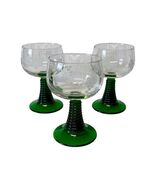 Beehive Stem Wine Glasses Emerald Green Etched Römer Luminarc Style Lot ... - $23.76