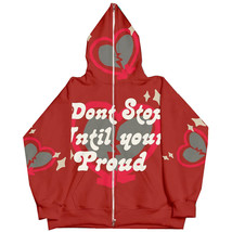 Autumn And Winter Letter Heart Shape Printed Zipper-to-head Hoodie - £18.21 GBP+