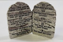 *C52) Miniature BSD Religious Metal 10 Commandments Tabletop Sculpture - €8,49 EUR
