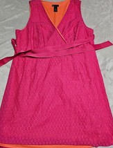 Lane Bryant Lace Fit &amp; Flare Pink Orange Surplice Dress Princess Seam Size 22 - £15.39 GBP