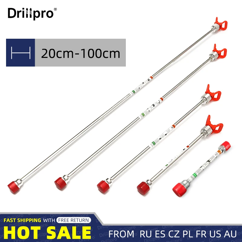 House Home Drillpro 20cm-100cm Sprayer Extension Rod Airless Paint Spray As Tip  - £25.89 GBP