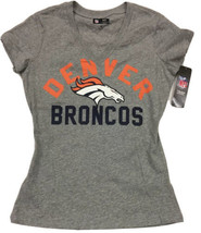 NFL Denver Broncos Damen KLEIN S V Ausschnitt T-Shirt Heather Grau Neu Mit Tags - £10.28 GBP