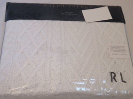 Ralph Lauren Highland Sweater Knit Throw Blanket White RL Embroidered $355 - £130.81 GBP