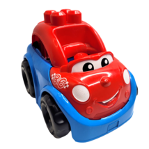 Fisher Price Mega Bloks Race Car 9&quot; Red Blue #86 Blok Buddy Top Lifts No Driver - £7.40 GBP