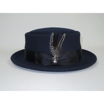 Mens Bruno Capelo Dress Hat Australian Wool Crushable Pork Pie Jazz PP102 Navy image 2