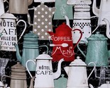 Cotton Coffee Chalk Kettles Chalkboard Cotton Fabric Print by the Yard D... - $11.95