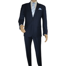 Men Suit BERLUSCONI Turkey 100% Soft Italian Wool Super 180's #Ber28 Navy Blue image 15