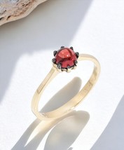 Natural Garnet Ring-Solitaire Garnet Ring-Gemstone Ring-January Birthstone - £284.06 GBP