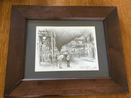 Artist Signed Don Davey 1980 BOURBON STREET New Orleans Charcoal Sketch Print - £22.79 GBP