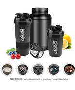 Workout Supplement Protein Shaker Bottle with Loop Mixer and Mixer Cups ... - £11.70 GBP
