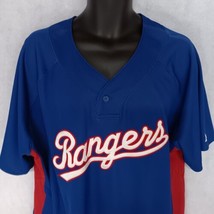 Majestic Texas Rangers Baseball Jersey XL Blue Red Sewn On #9 and Rangers Patch - £19.48 GBP