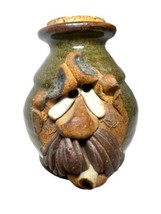 Vtg Anthromorphic Smoking  Ugly Face Jar W/Cork Lid RARE!  Majolica? Mahon? - £43.82 GBP