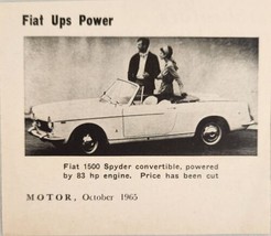1965 Magazine Photo The Fiat 1500 Spyder Convertible with 83-HP Engine - £7.43 GBP