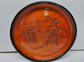 Asian Wood Carved Bowl Japanese Nature Temple Scene (Possible) Signed on... - £43.83 GBP