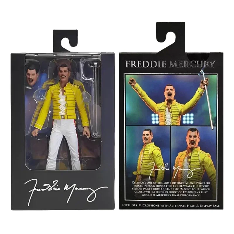 Original Queen Freddie Mercury Action Figure Toys NECA 42066 Yellow Jack... - $63.43