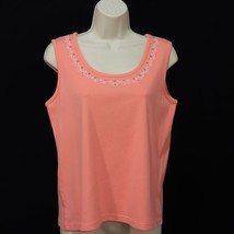 Sag Harbor Women&#39;s Embellished Tank Top S Small Pink Beads Sequins Embro... - £5.49 GBP