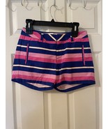 Stylus Shorts Womens 2 Chino Flat Front Pink Blue Striped 4 Pockets 100%... - £8.92 GBP