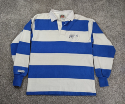 Barbarian Polo Shirt Men Medium Blue White Colorblock Rugby Wear Heavywe... - £35.39 GBP