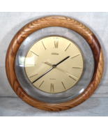 Vintage Sunbeam Quartz Clock Round Oak Wood Border Wall Clock 80s Home Decor - €25,84 EUR