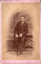 Cabinet Card Well Dressed Gentleman Mid to Late 1800&#39;s Photo on Pink Card - £7.32 GBP