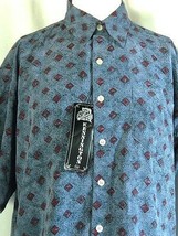NWT Vintage Kennington Geometric Print S/S Button Front Shirt Peach Vale... - $33.61