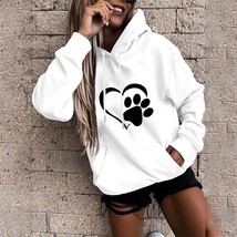 Women&#39;s Fashion Hoodie Loose Oversized Long Sleeve Sweatshirts Black Love Footpr - £61.44 GBP