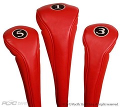 golf headcover new red crimson head cover set 1 driver 3 5 fairway woods... - £57.74 GBP