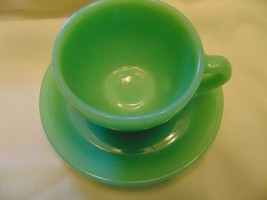 Jadeite Coffee Cup and Saucer Vintage Restaurant Ware - $49.49