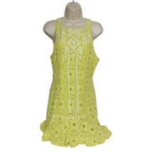 ASTR Shift Dress Small Yellow Sleeveless Ruffles Zip Up Scoop Neck - £24.91 GBP