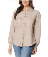 Briggs Womens Shirt Tan Waffle Button-Front Long Sleeves Pockets Relaxed... - $54.87 CAD