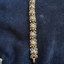 CORO-Vintage Bracelet-Gold Tone-Marked-27 Aurora Borealis Rhinestones - £29.23 GBP