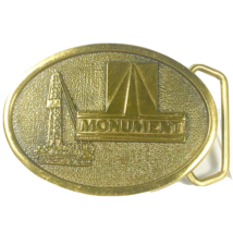 Vintage BTS 1978 MONUMENT OIL RIG Solid Brass Belt Buckle Made in USA - $34.00