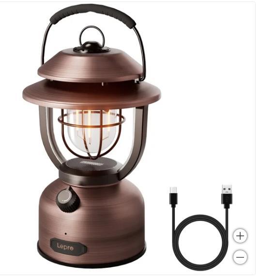 Lepro Lantern Retro Metal LED USB Rechargeable Dimmable Water-Resistant Compact Item image 3