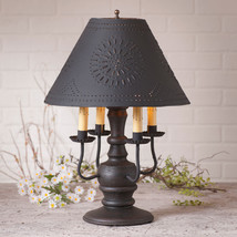 Colonial Table Lamp With Punched Tin Shade Distressed Black 3 Light Options Usa - £331.69 GBP