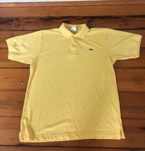Vintage Lacoste Made in France Yellow Short Sleeve Collared Polo T Shirt M-L 41" - £31.45 GBP