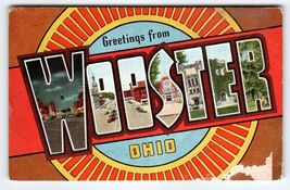Greetings From Wooster Ohio Large Big Letter Linen Postcard Kropp Vintage - $5.66