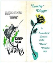 2 Happy Dolphin Inn Menus St Pete Beach Florida Sunday Dinner 1970&#39;s - £15.82 GBP
