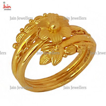 18 Kt, 22 Kt Yellow Gold Flower Women Finger Ring Size 7 8 9 10 11 12 13 - £561.14 GBP+