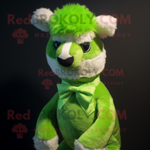 Lime Green Alpaca mascot costume character dressed with a Tank Top and Bow ties - £957.39 GBP