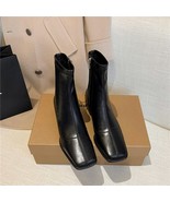 New Square Toe Ankle Women Boot High Quality Soft Leather Short Boot Zip... - £41.14 GBP