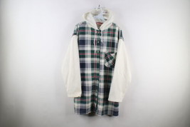 Vintage 90s Streetwear Womens 18W Distressed Flannel Button Hoodie Sweat... - $59.35