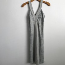 PATAGONIA Dress XS Gray Jersey Built In Bra Sleeveless Line A Halter Pul... - $20.30
