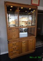 Vintage Campaign Style Oak China Hutch - $1,056.40