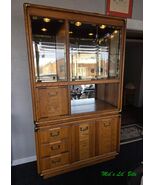 Vintage Campaign Style Oak China Hutch - $1,056.40